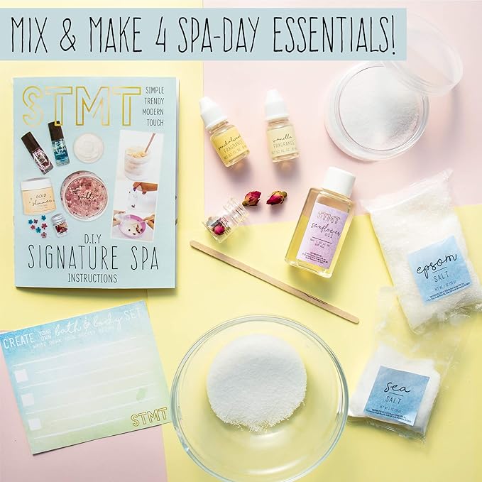 STMT DIY Signature Spa Set by Horizon Group USA, Mix & Make Your Own Spa Supplies with Salt Scrubs, Fragrances & Shimmer Lotions. Multicolored-Velvo Beauty