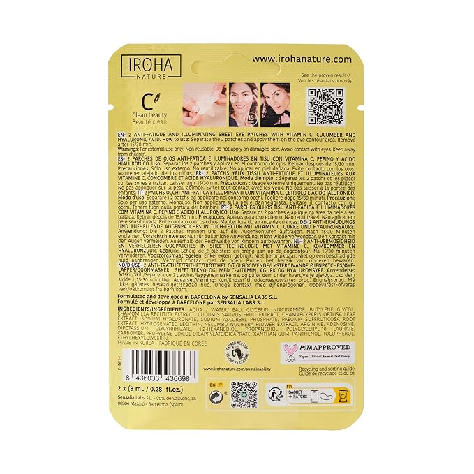 Eye Masks for Anti-Fatigue & Illuminating, Pack of 5 Pairs - Reduces Dark Circles, Puffiness - Hydrating with Vitamin C, Cucumber, Hyaluronic Acid - Vegan, Cruelty-Free Skincare Treatment-Velvo Beauty