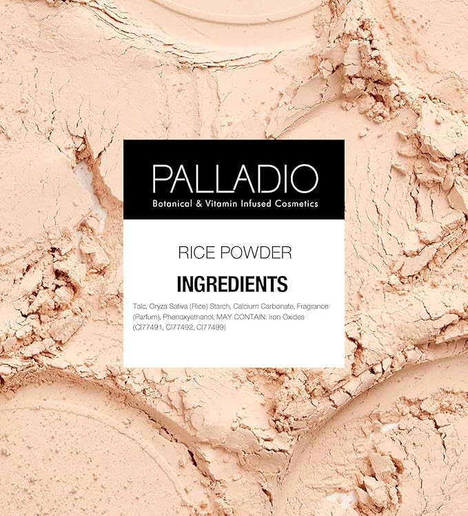 Palladio, Pressed Rice Powder with Mirror Mattifying Makeup Setting that Lasts All Day Instantly Absorbs Oil Works alone or with makeup, Translucent, 0.26 Ounce-Velvo Beauty