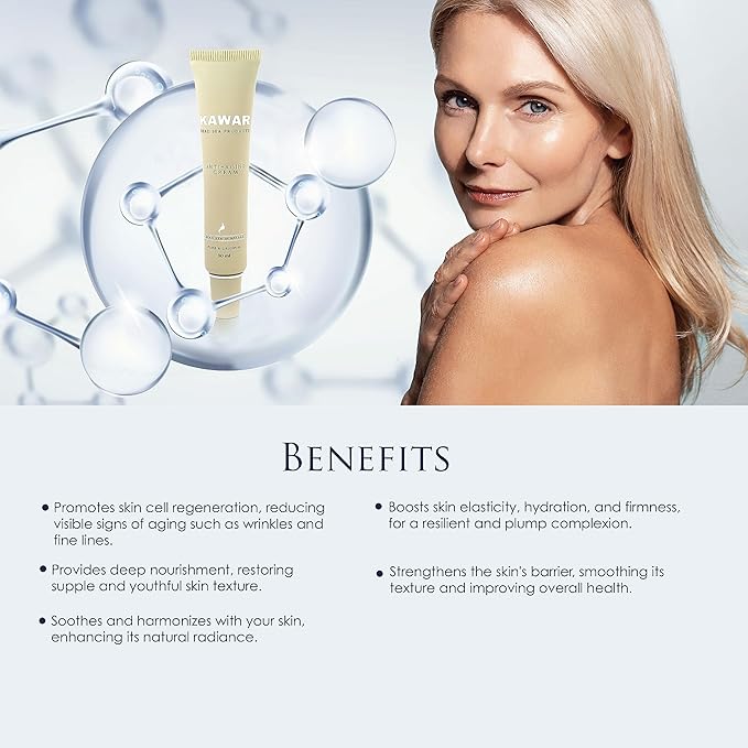 KAWAR Dead Sea Anti-Aging Face & Neck Cream | Hyaluronic Acid, Collagen, Niacinamide | Anti-Wrinkle Moisturizer for Women & Men, 1 oz-Velvo Beauty