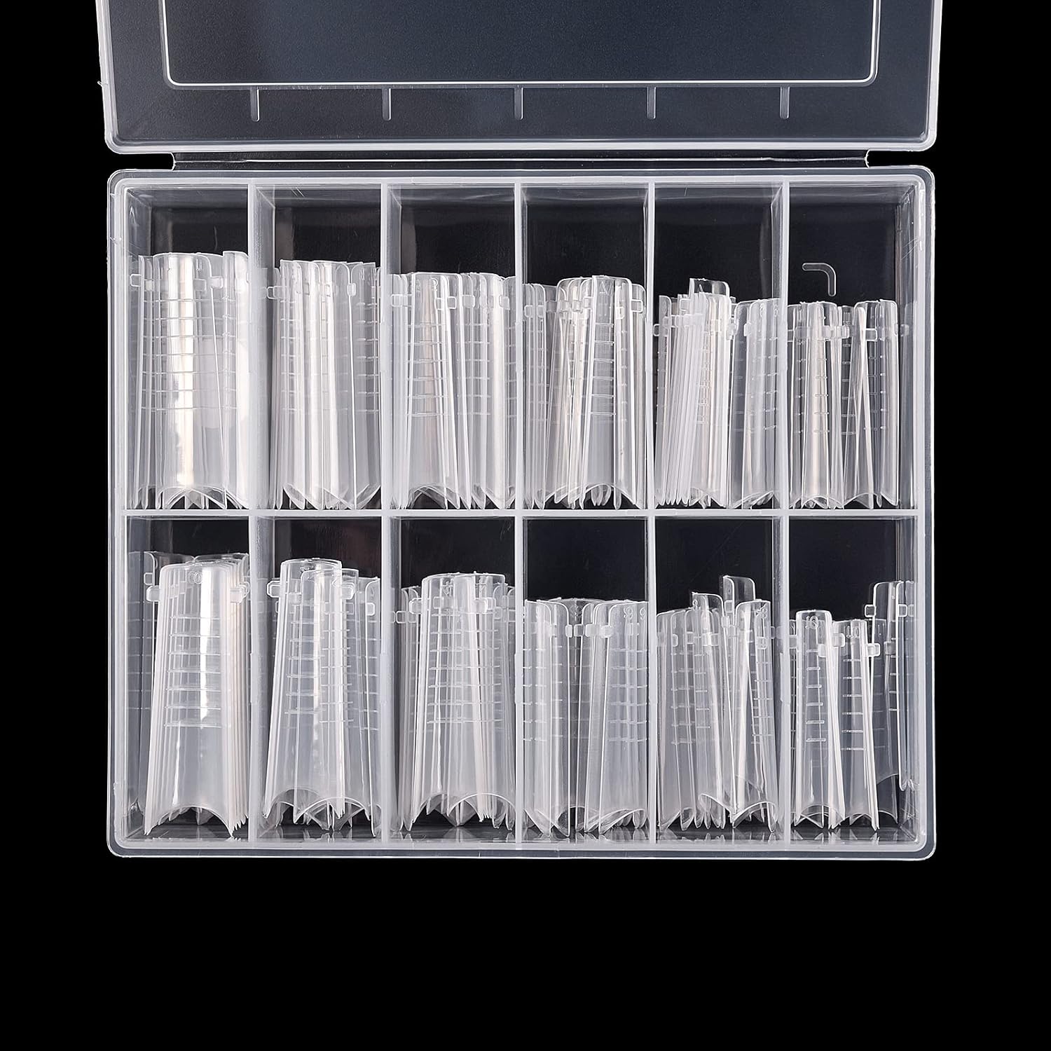 KADS 120PCS Clear Full Cover Dual Nail System Form UV Gel Acrylic Nail Art Mold Artificial Nail Tips with Scale for Extension (MODEL 10)-Velvo Beauty