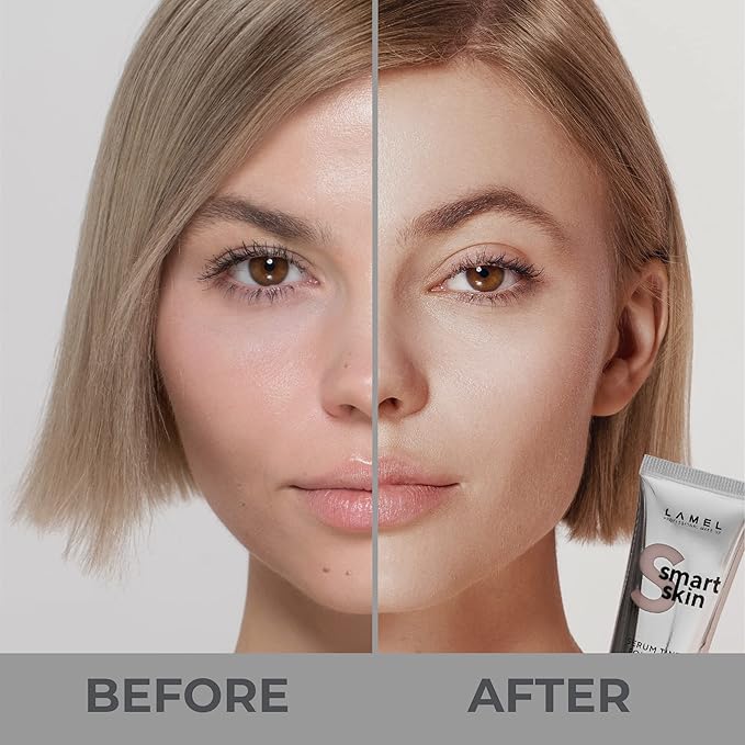 LAMEL Smartskin Serum Tinted Foundation - Hydrating & Nourishing - Hypoallergenic & Skin-Caring - Color Correcting - Anti-Aging Formula with Hyaluronic Acid - 401, 1.18 fl.oz-Velvo Beauty