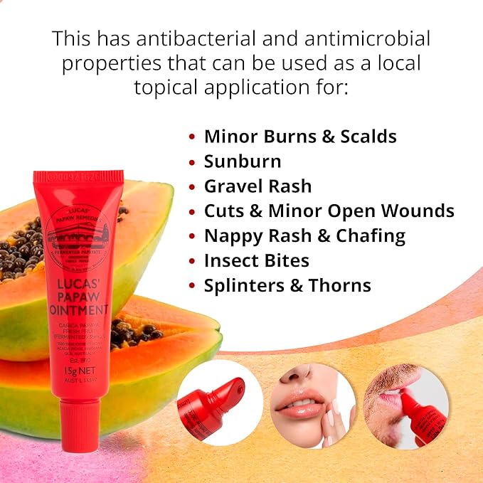 Lucas Pawpaw Lip Ointment, Lucas Pawpaw Cream, Lucas Pawpaw Ointment for Lips & Dry Skin - Unique All Skin Types, All Gender- Any Season Gift Pack with 2 x 15g Pawpaw Balm-Velvo Beauty