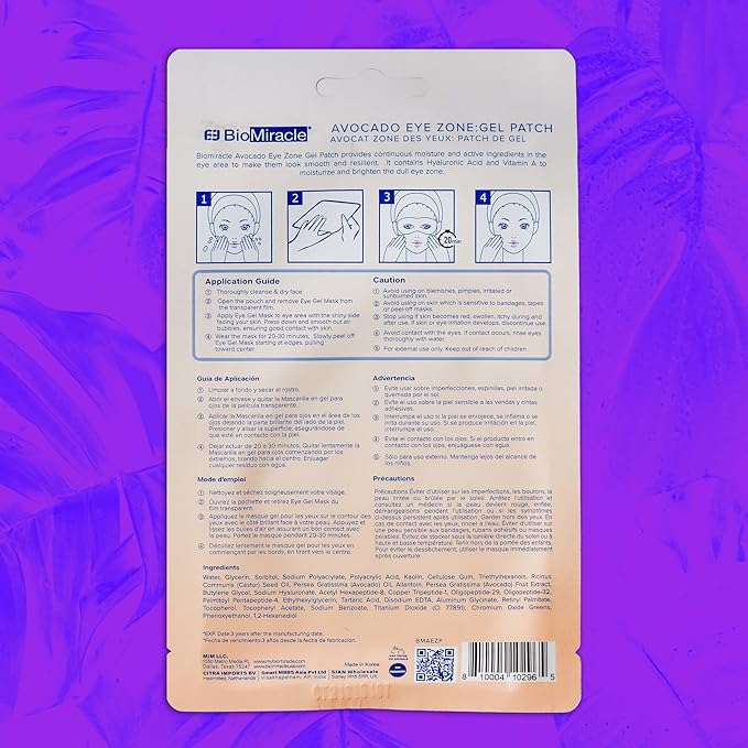 BioMiracle Avocado Eye Zone Gel Patch, Under Eye Treatment, For Under Eye Bags, Avocado Gel Patch (Pack of 3)-Velvo Beauty