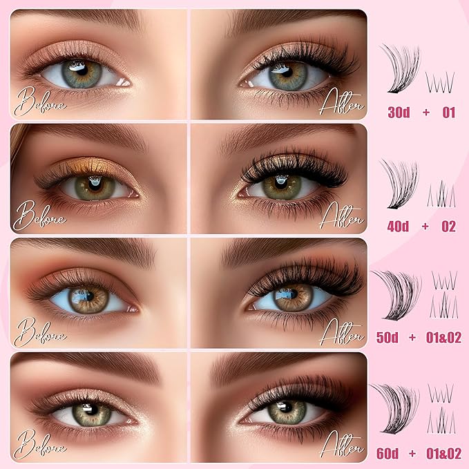 CCODDY Lash Clusters Kit - False Eyelash with Bottom Lashes - 748 Pieces - Black, Synthetic, Lightweight & Soft Fibers - D Curl Upper & 5-7MM Bottom - No Adhesives Included-Velvo Beauty