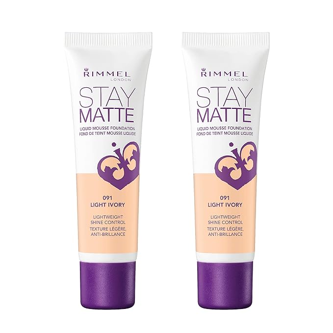 Rimmel, Stay Matte Foundation, Light Ivory 2 count (Pack of 1)-Velvo Beauty
