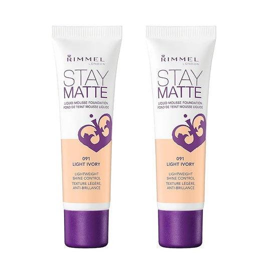 Rimmel, Stay Matte Foundation, Light Ivory 2 count (Pack of 1)-Velvo Beauty