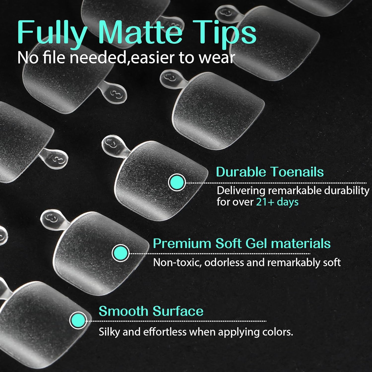 UNA GELLA Toe Nail Tips 216Pcs Short Square False Soft Gel Full Cover Fake Toe Nails Matte Toe Nails 12 Sizes Pre-Shape Fake Toenails Gel Toe Nail Tips for Nail Extension Home DIY Nail Salon-Velvo Beauty