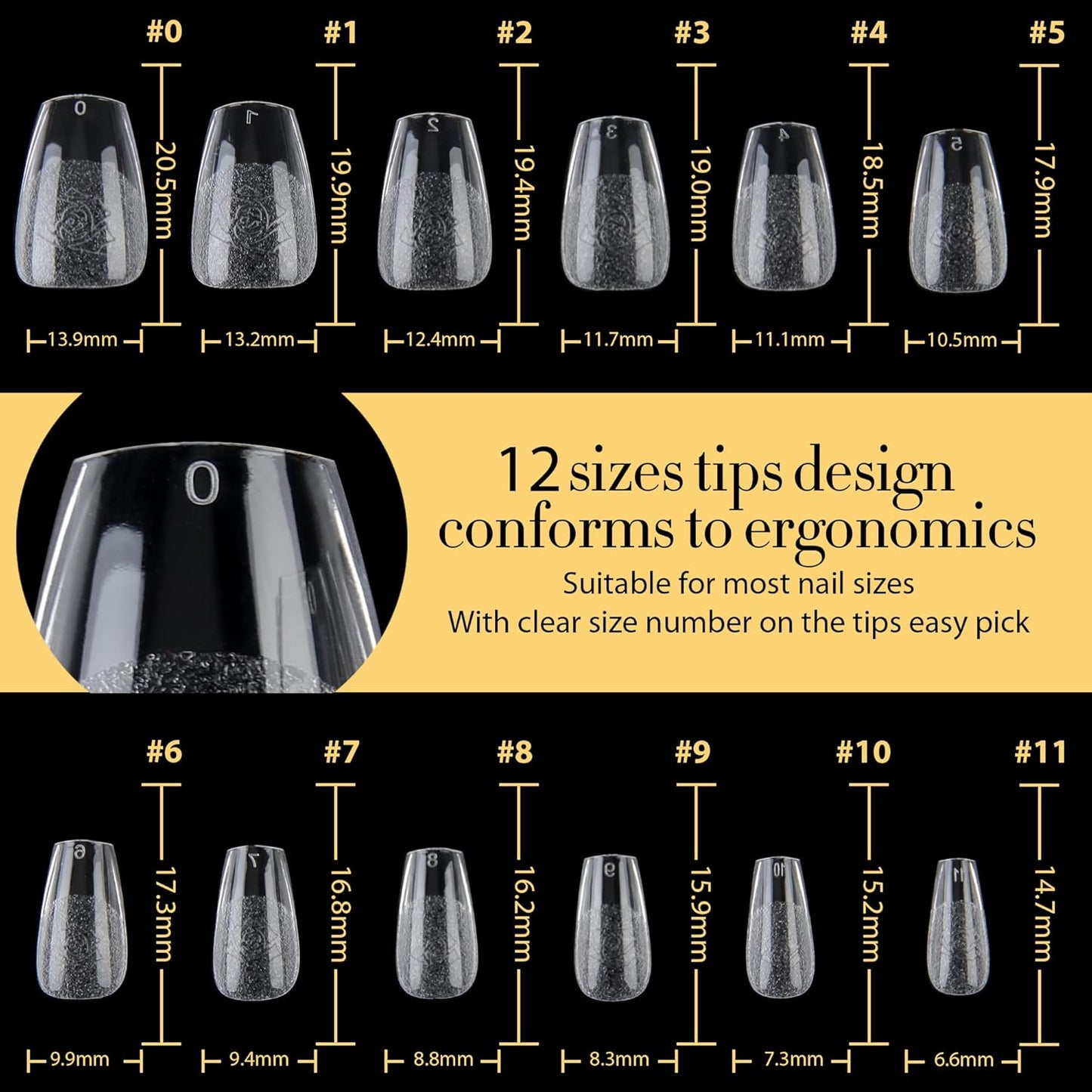 UNA GELLA Short Coffin Nail Tips, 600Pcs Short Coffin Gel Nails Tips Pre Etched 12 Sizes Soft Gel Fake Nails Tips Pre-file Full Cover for Nail Extension Home DIY Salon with Box-Velvo Beauty