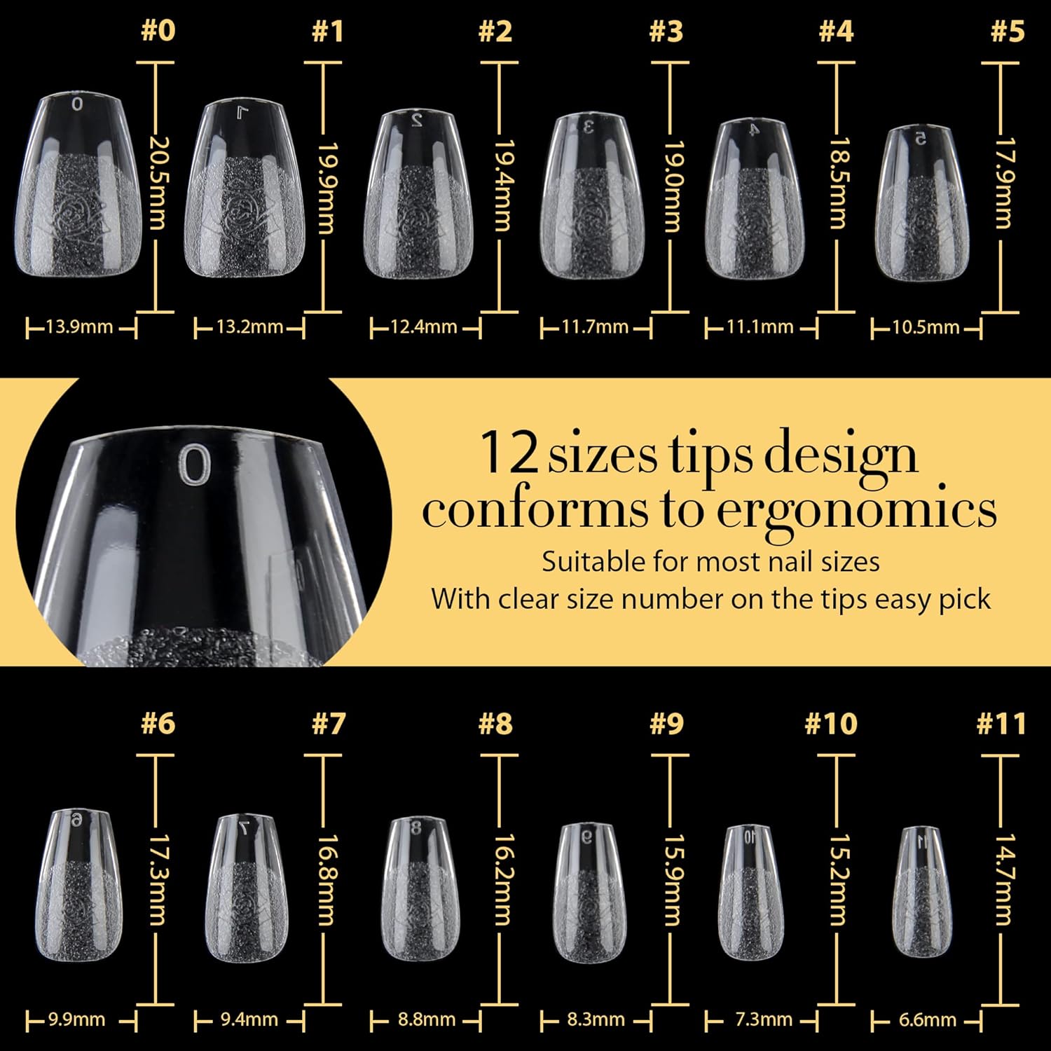 UNA GELLA Short Coffin Nail Tips, 600Pcs Short Coffin Gel Nails Tips Pre Etched 12 Sizes Soft Gel Fake Nails Tips Pre-file Full Cover for Nail Extension Home DIY Salon with Box-Velvo Beauty