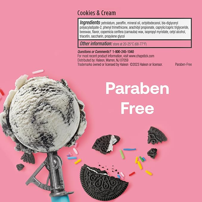 ChapStick Ice Cream Social, Party Favor Lip Balm Pack - Cookies & Cream - 0.15 Oz x 12 Sticks-Velvo Beauty