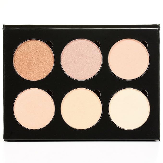 Makeup Highlighter Palette – Beauty Junkees Powder Highlighter Makeup Palette 6 Shades Glow Kit, Face Highlight Make Up Set for Beginners, Professional Quality, Paraben Gluten Cruelty Free Cosmetics-Velvo Beauty