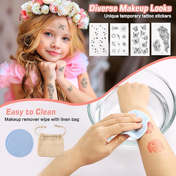 Anpro All-In-One Makeup Carry Case with Pro Teen Makeup Set, Full Starter Cosmetics Kit with Makeup Brushes, Eye Shadows Palette, Blushes, Glitter Gel, Temporary Tattoo Stickers - Colorful-Velvo Beauty