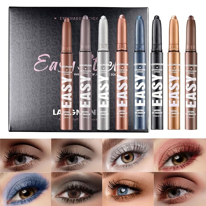 Jolilab Eyeshadow Stick Set, 8 Colors Matte Professional Bright-Colored Contouring and Highlight Eyeshadow Stick, Cream Waterproof Long Lasting High Pigmented Eye Shadow. (8, Set F)-Velvo Beauty