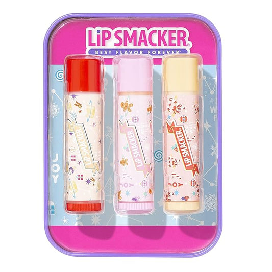 Lip Smacker Holiday Christmas 3 pcs Flavored Lip Balm Tin Original & Best-Velvo Beauty
