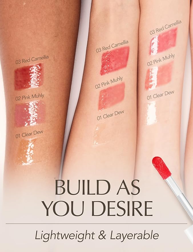 Natural Bloom Korean Lip Oil Serum 0.14 fl oz | Moisturizing Lip Booster Plumping Oil Tint Serum Enriched w/Camellia & Safflower Oils | Non-Irritating Color Changing Lip Oil (Pink Muhly)-Velvo Beauty