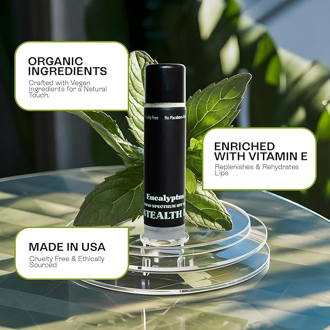 Organic Mint Lip Balm - SPF 15 Sun Protection - Moisturizing Lip Balm - Includes Spearmint, Peppermint, and Eucalyptus Mint Lip Balms - Chapstick to Soothe & Smooth Chapped Lips-Velvo Beauty