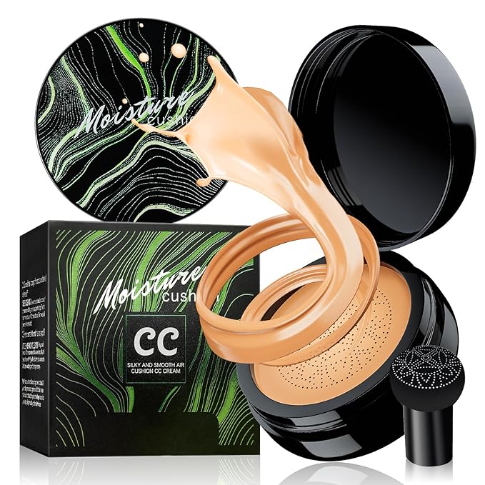 Air Cushion CC Cream Mushroom Head Foundation - Moisturizing BB Creams Foundation, Long-Lasting Waterproof Matte Concealer for Even Skin Tone (Medium Deep, 1 PCS)-Velvo Beauty