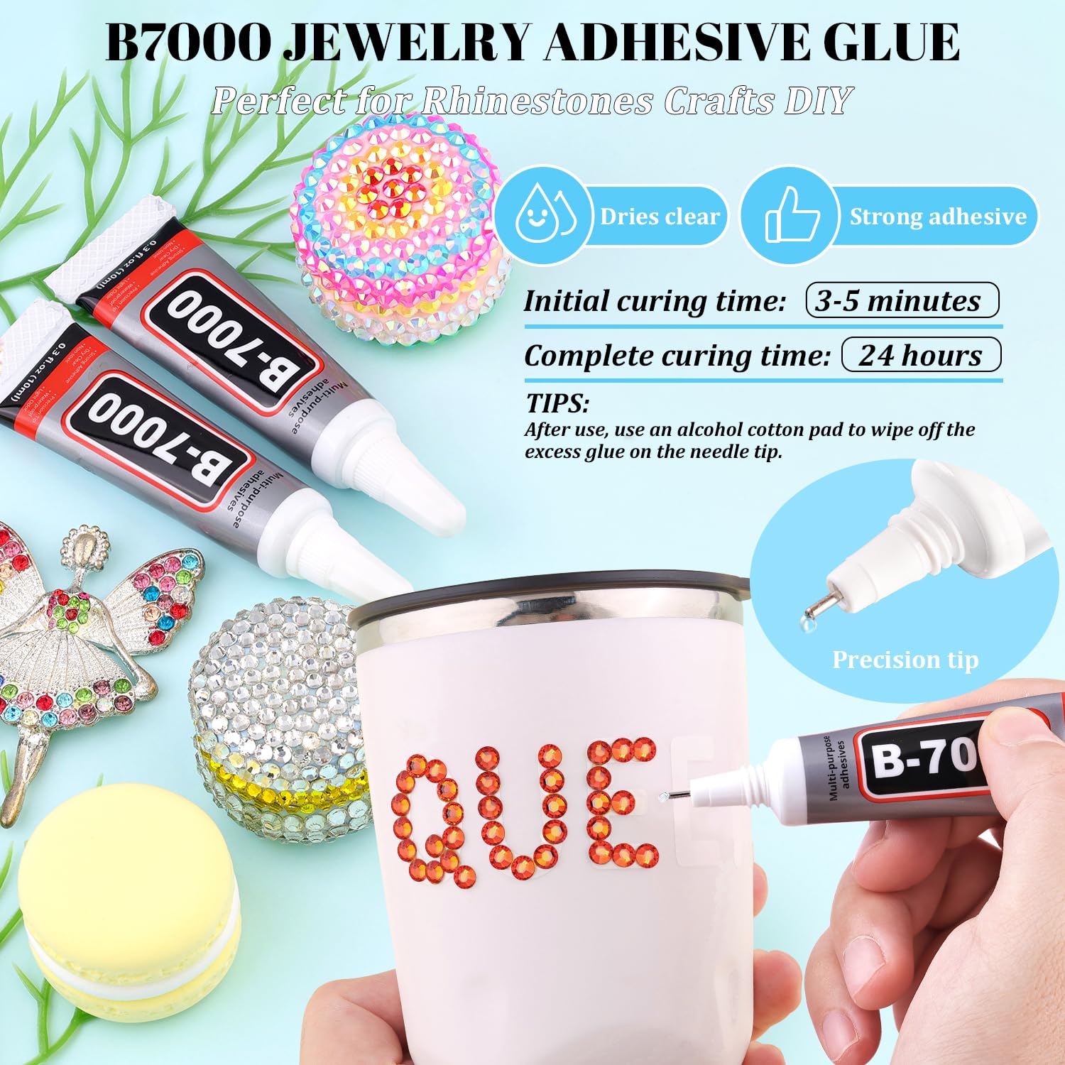 6000Pcs Resin Rhinestones for Bedazzling with 3Pcs B7000 Jewelry Glue, 1 Box Red Zircon Flatback Rhinestones for Crafting Crafts DIY, Crystals Gems for Clothing Shoes Tumblers Nail Art Makeup-Velvo Beauty