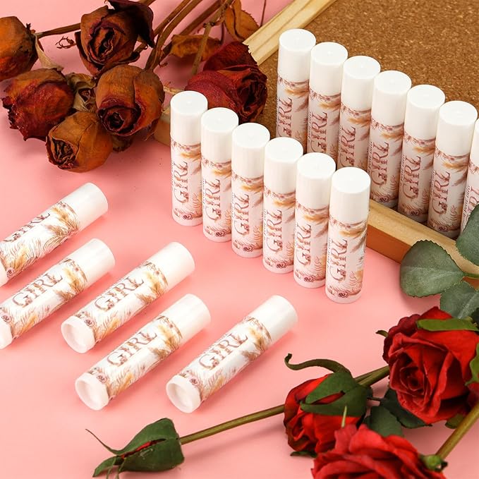 50 Pack Boho Baby Shower Lip Balm Party Supplies Bulk for Girls Guests Boys Baby Shower Gifts Neutral Gender Reveal Favors Prizes Souvenirs Winners Thank You Appreciation Gifts-Velvo Beauty