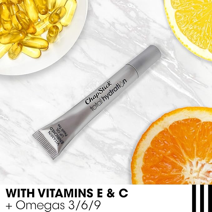 Chapstick Total Hydration VitaminEnriched Lip Oil Lip Care Oz, Non-Tinted, Peach Tea, 0.23 Ounce-Velvo Beauty