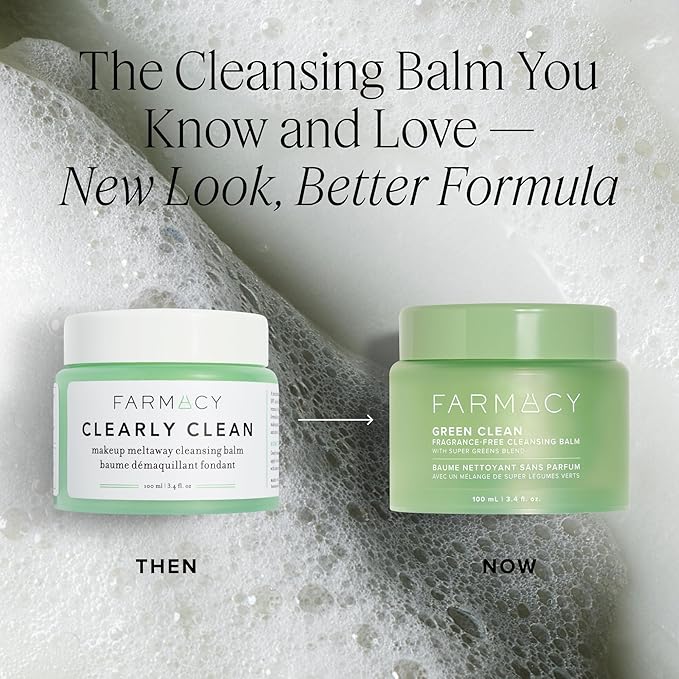 Farmacy Makeup Remover Cleansing Balm - Green Clean Waterproof Makeup Remover + Oil Based Cleanser - Newly Formulated Double Cleanser with Plant Based Waxes + Upcycled Moringa (200ml)-Velvo Beauty