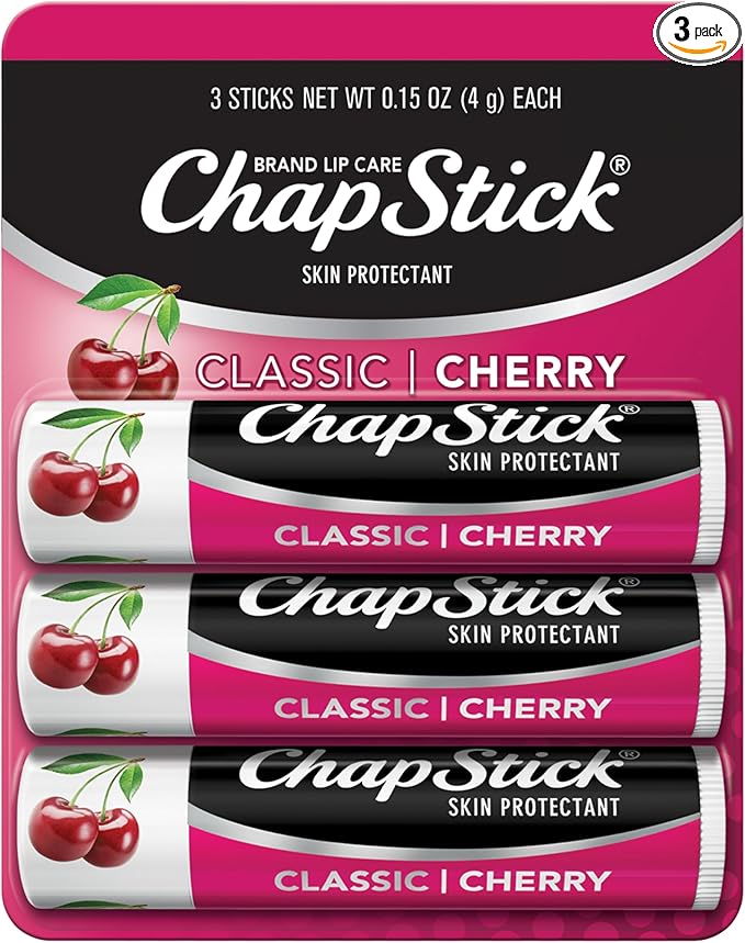 ChapStick Classic Cherry Lip Balm Tubes for Lip Care - 0.15 Oz (Pack of 3)-Velvo Beauty