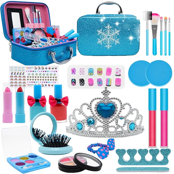 Kids Makeup Kit for Girl Toys, Princess Toys With Makeup kit Nail Polish Set Little Girls Toddlers Dress up Set Birthday Gift Play Makeup Kits For Girls Ages 6-10-Velvo Beauty