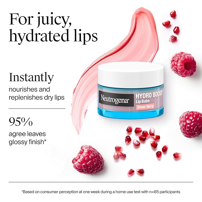 Neutrogena Hydro Boost Hyaluronic Acid Lip Balm, Nourishing Vitamin E Leaves Lips Feeling Hydrated, Sheer Pink Tinted Color with a Sweet Berry Flavor, Sheer Berry, 0.5 oz (Pack of 2)-Velvo Beauty