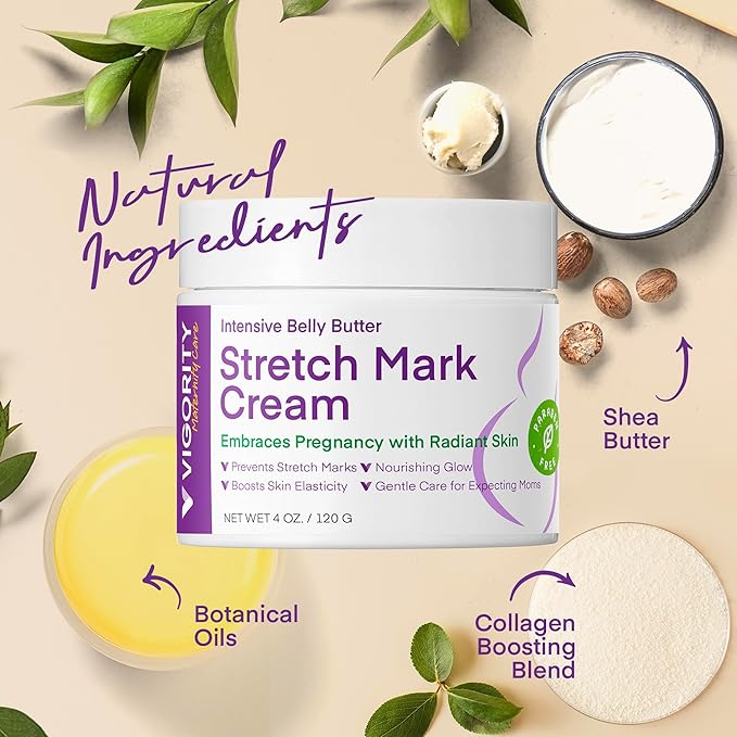 Stretch Mark Cream for Pregnancy: Stretch Mark Treatment - Belly Butter For Pregnant Women - Massage Lotion To Prevent And Repair Maternity Stretch Marks Scar - 4 Oz-Velvo Beauty