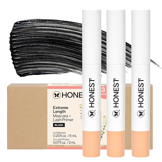 Honest Beauty 2-in-1 Extreme Length Mascara + Lash Primer 3-Pack | EWG Verified + Cruelty Free | 0.27 fl oz each (pack of 3)-Velvo Beauty