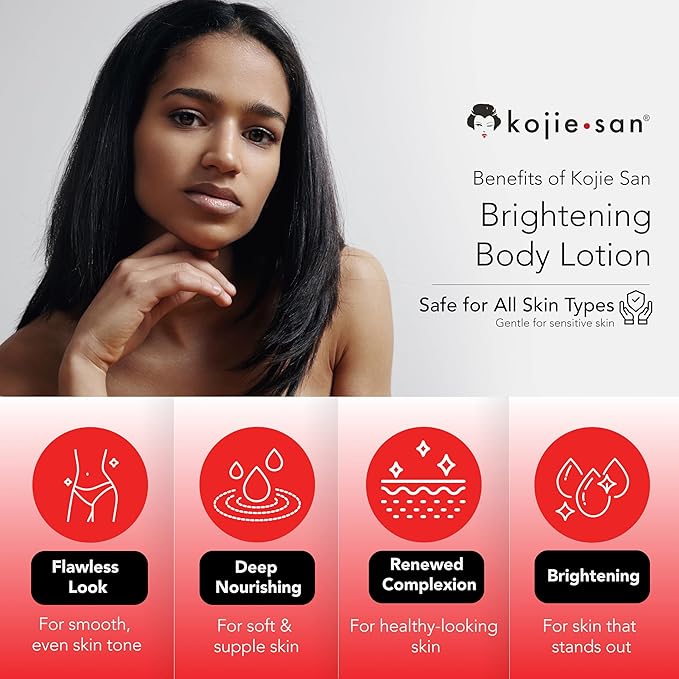 Kojie San Face & Body Complete Brightening Set - 3 x 100g Bars Soap, Body Lotion, Face Cream, Toner, and Face Cleansing Brush - 7pcs-Velvo Beauty