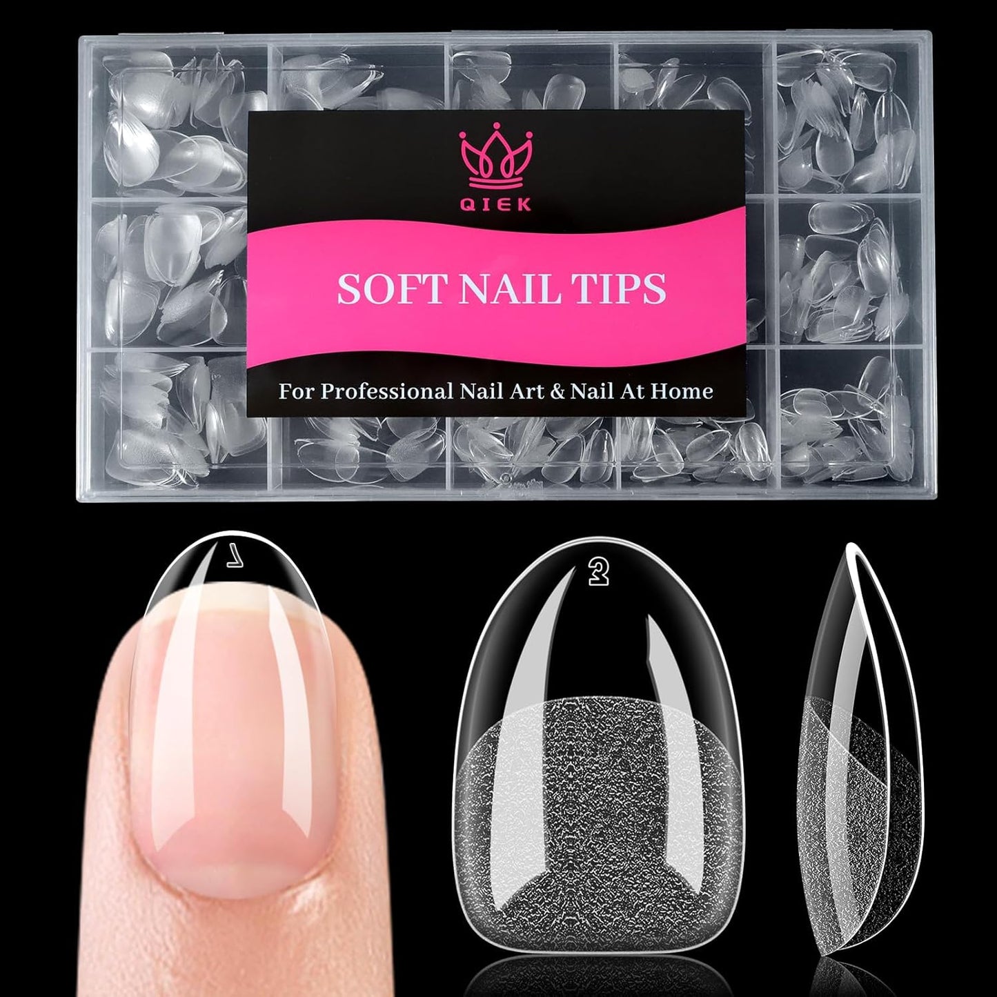 Short Round False Nail Tips, 15 Sizes 510 PCS Clear Soft Press On Fake Nail Pre-shaped Half Matte Full Cover Gel Nail Tips Extensions Strong Thick Long Lasting for DIY Beginners & Salon Manicure-Velvo Beauty