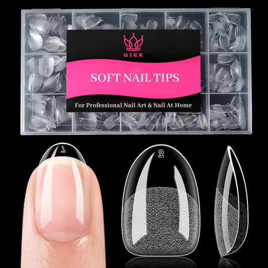 Short Round False Nail Tips, 15 Sizes 510 PCS Clear Soft Press On Fake Nail Pre-shaped Half Matte Full Cover Gel Nail Tips Extensions Strong Thick Long Lasting for DIY Beginners & Salon Manicure-Velvo Beauty