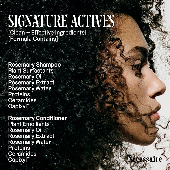 Nécessaire Rosemary Hair Duo | Multi-Protien Strengthening Shampoo + Conditioner For Thinning Hair. For Women + Men. Good For All Hair Types/Textures. Free Of Sulfates. Color-Safe. 250 ml / 8.4 oz-Velvo Beauty