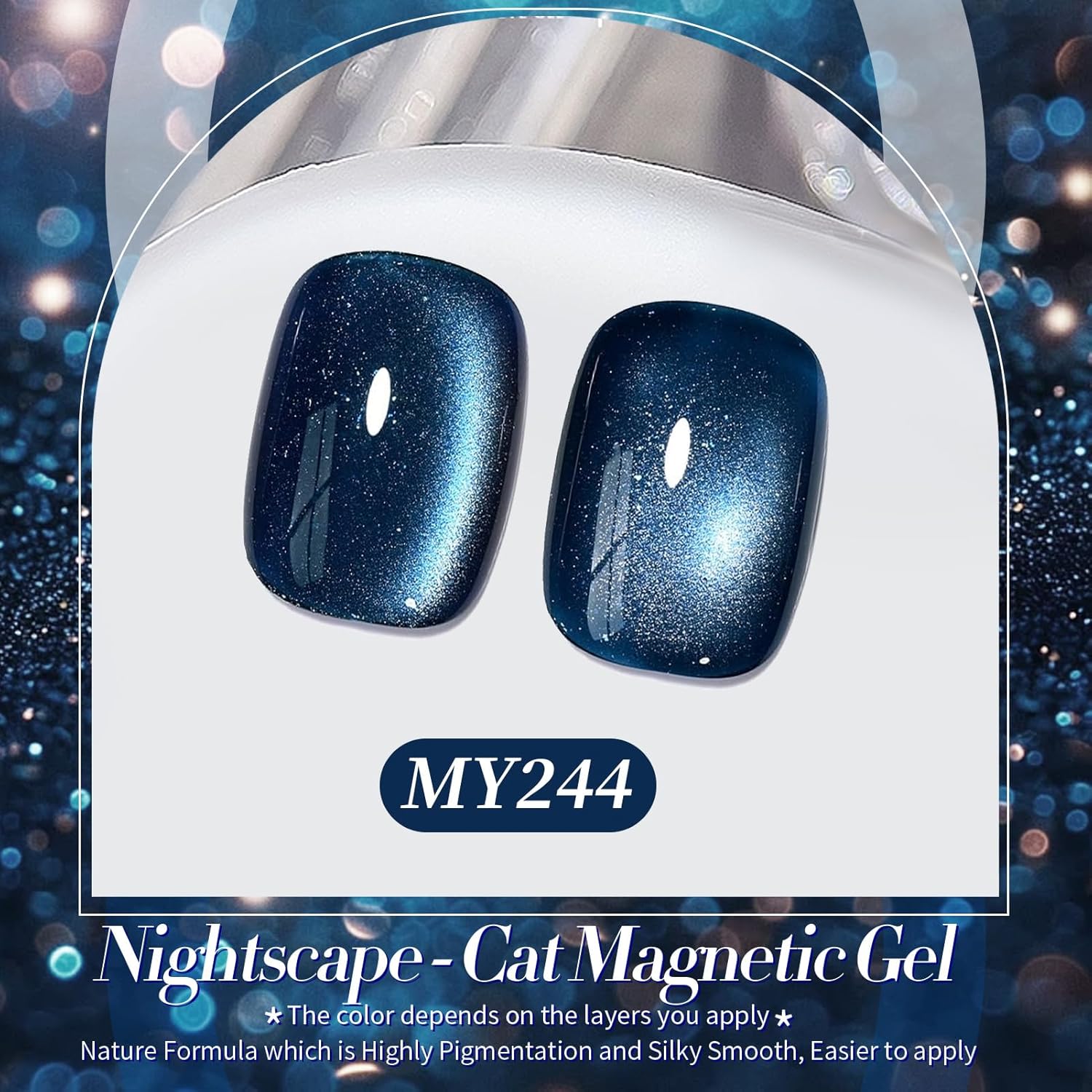 Born Pretty Cat Magnetic Eye Gel Nail Polish,Dark Blue Magnetic Gel Polish Nightscape Cat Magnetic Eye Gel Manicure Nail Art DIY 15ml-Velvo Beauty