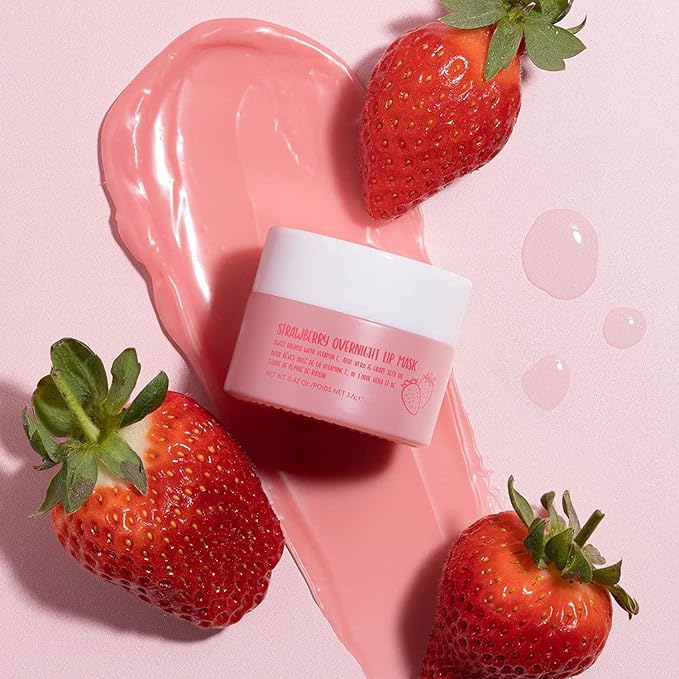 W7 Sweet Dreams Overnight Strawberry Lip Mask - Vitamin E, Aloe Vera and Grape Seed Oil - For Hydrated, Full Looking & Irresistible Lips - 2 Pack - 0.40 Fl Oz-Velvo Beauty