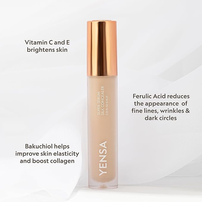 YENSA Super Serum Silk Concealer - Age-Defying Asian Skincare, Natural Superfood Ingredients Cover Imperfections, Boost Collagen (Deep 2) - .20 fl oz-Velvo Beauty