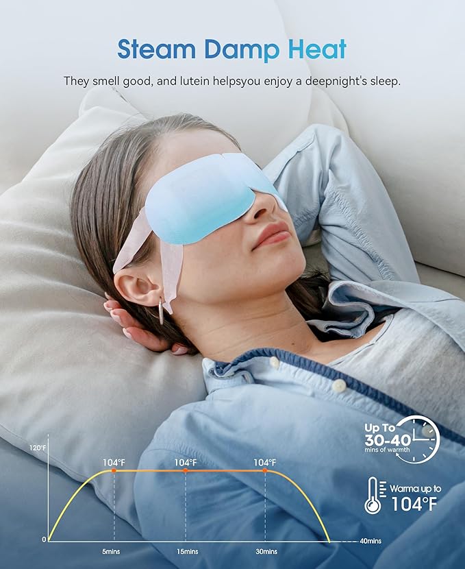 LC-dolida 14 Packs Steam Eye Mask, Hyaluronic Acid Formula Auto Heated Eye Mask for Dry Eyes SPA Warm Sleep Eye Mask Cornea Care Rest Self Heating Eye Mask Business Trip Party Favors Supplements-Velvo Beauty