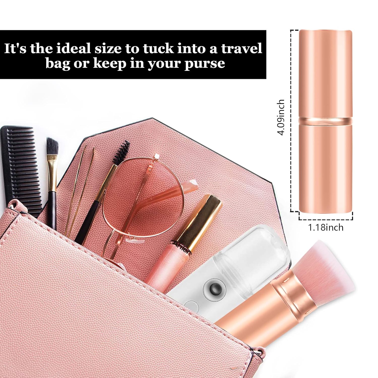 Falliny Retractable Makeup Brushes, Travel Kabuki Powder Foundation Brush, Portable Face Liquid Foundation Sunscreen Brush with Cover for Blending Liquid, Bronzer,Cream or Flawless Powder Cosmetics-Velvo Beauty