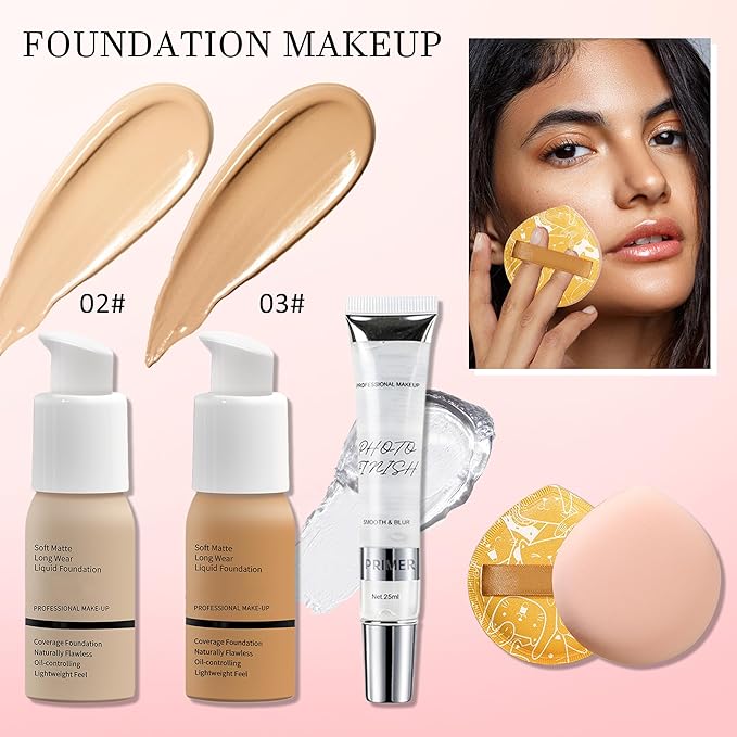 All in One Makeup Set Kit for Women Full Kit,Makeup Gift Kit with Everything,Mascara Eyebrow Eyeliner Eyeshadow Foundation Face Primer Lip Oil Lip Gloss Blush Highlighter Palette for Women Teens-Set A-Velvo Beauty