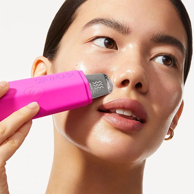 DERMAFLASH DERMAPORE+™ Ultrasonic 2-in-1 Pore Extractor and Serum Infuser, Pop Pink-Velvo Beauty