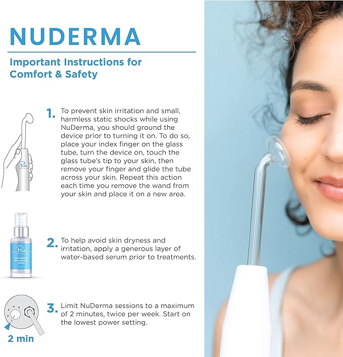 NuDerma Clinical Skin Therapy Wand - Portable Skin Therapy Machine w 6 Fusion Neon + Argon Wands – Anti Aging - Clarifying - Skin Tightening & Radiance - Wrinkle Reducing-Velvo Beauty