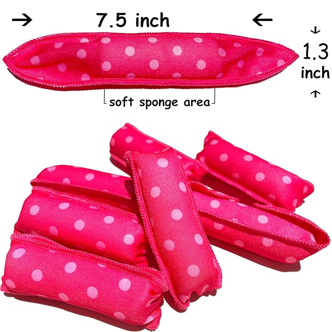Aimin Soft Satin Sponge Overnight Curlers for Heatless, Long Hair Curls (20 pcs, pink)-Velvo Beauty