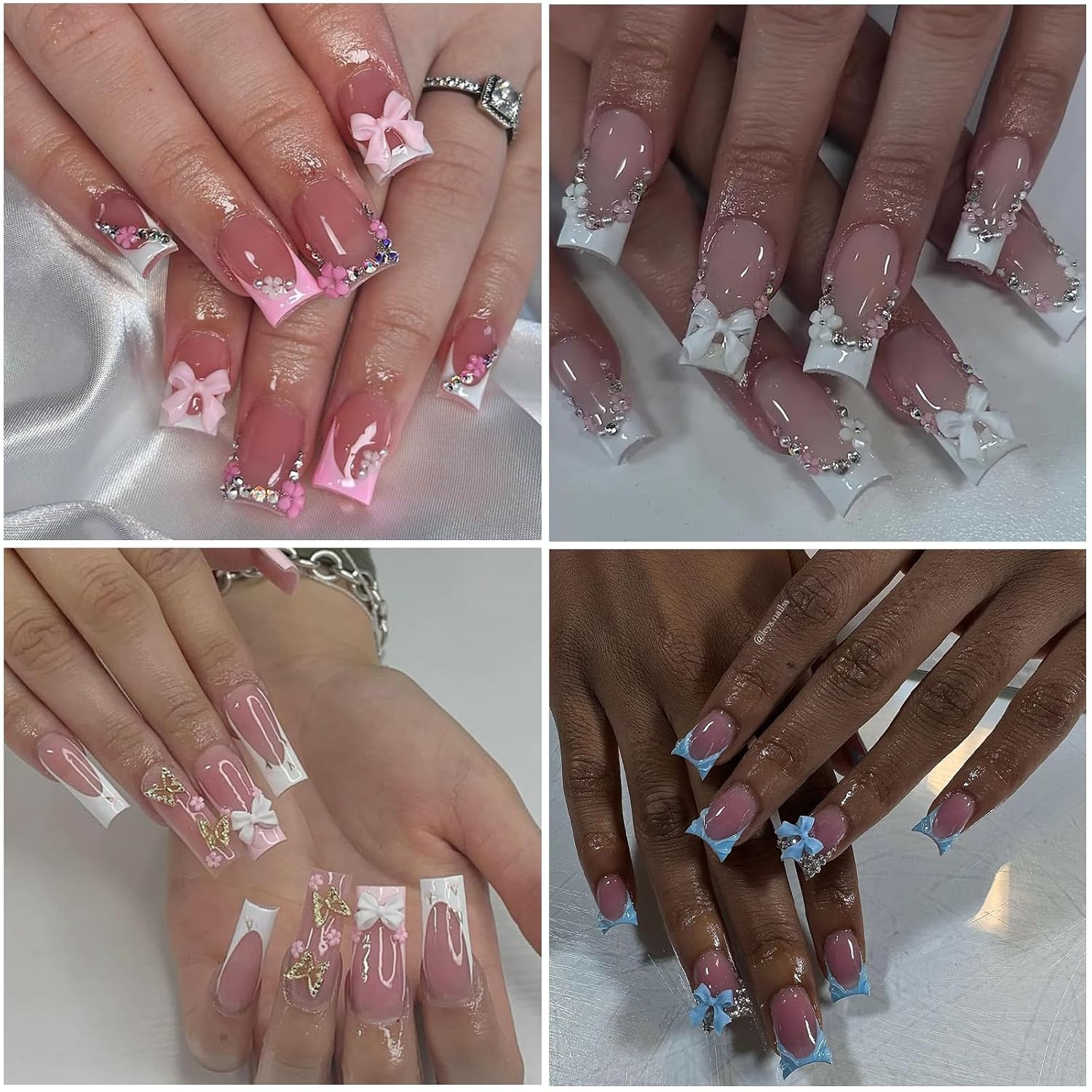 Nail Art Charms Flatback Nail Pearls Rhinestones with Rhinestones Glue Gel Flower Butterfly Nails Gems Supplies Accessories Clear Rhinestone for Women Nails Design Decoration-Velvo Beauty