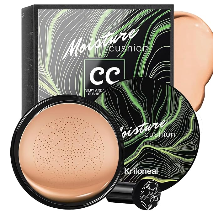 CC Cream Foundation Mushroom Head Air Cushion Face Makeup Moisturizing Concealer Waterproof Oil Control Long-Lasting Nude Makeup Even Skin Tone for All Skin Types (Light Brown)-Velvo Beauty