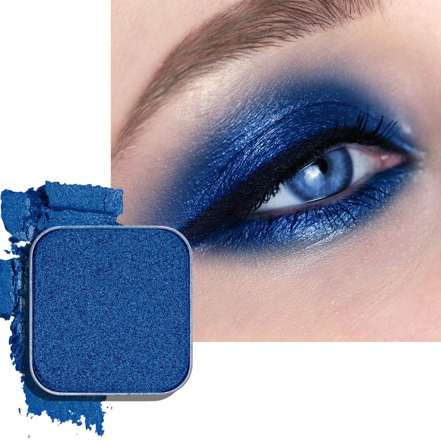 Magnetic Blue Single Eyeshadow Matte Shimmer Highly Pigmented Blendable Longwear Powder in Magnetic Refill Pan for Custom Palette Easy to Apply and Remove (Abyss)-Velvo Beauty