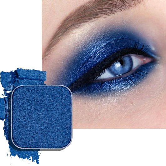 Magnetic Blue Single Eyeshadow Matte Shimmer Highly Pigmented Blendable Longwear Powder in Magnetic Refill Pan for Custom Palette Easy to Apply and Remove (Abyss)-Velvo Beauty