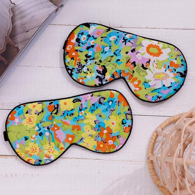 100% Pure Silk Eye Mask Sleep Eye Mask Eye Cover Eyeshade Sleeping Eye Mask Printed Colors (#17)-Velvo Beauty