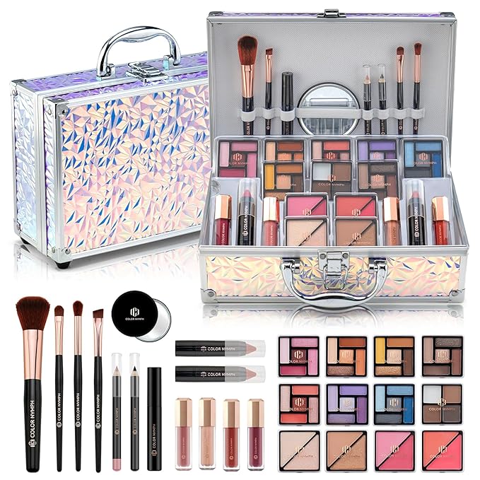 Color Nymph Makeup Kit For Women, Girls Makeup Set For Teens Professional Make Up Kits With Travel Case Full Cosmetics Kit w/ 35 Colors Eyeshadows Lipstick Blush Brushes Lipgloss Mascara-Velvo Beauty
